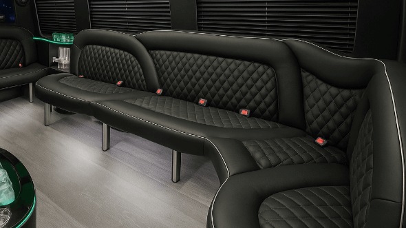 Interior of Florissant Party Bus Company's 14 Passenger Sprinter Limousine in Florissant