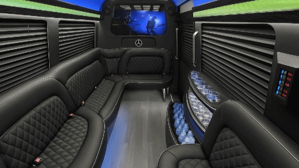 Interior of Missouri Party Bus Company's 14 Passenger Sprinter Limousine in Missouri