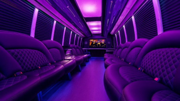 Interior of Blue Springs Party Bus Company's 28 Passenger Party Bus in Blue Springs