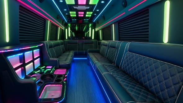 Interior of St. Joseph Party Bus Company's 28 Passenger Party Bus in St. Joseph