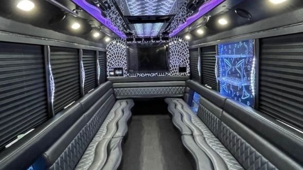Interior of Lee's Summit Party Bus Company's 30 Passenger Party Bus in Lee's Summit