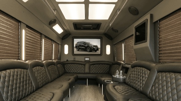 Interior of St. Peters Party Bus Company's 30 Passenger Party Bus in St. Peters
