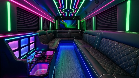 Interior of Chesterfield Party Bus Company's 40 Passenger Party Bus in Chesterfield