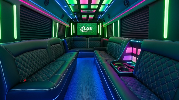Interior of Springfield Party Bus Company's 40 Passenger Party Bus in Springfield