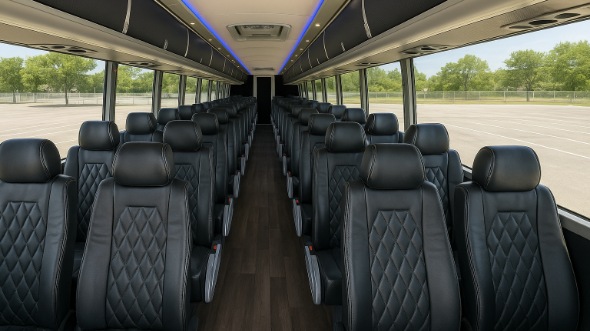 Interior of Missouri Party Bus Company's 45 Passenger Charter Bus in Missouri