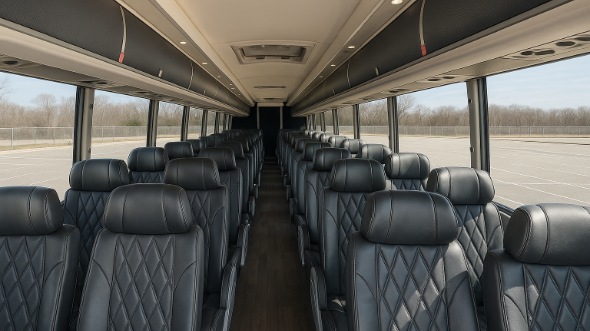 Interior of Missouri Party Bus Company's 48 Passenger Charter Bus in Missouri