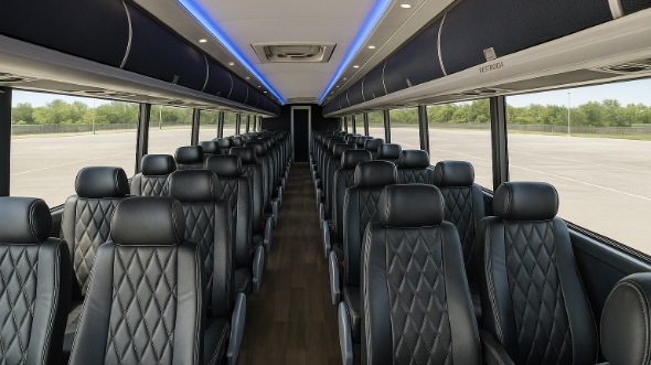 Interior of Missouri Party Bus Company's 51 Passenger Charter Bus in Missouri