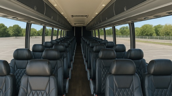 Interior of Missouri Party Bus Company's 56 Passenger Charter Bus in Missouri